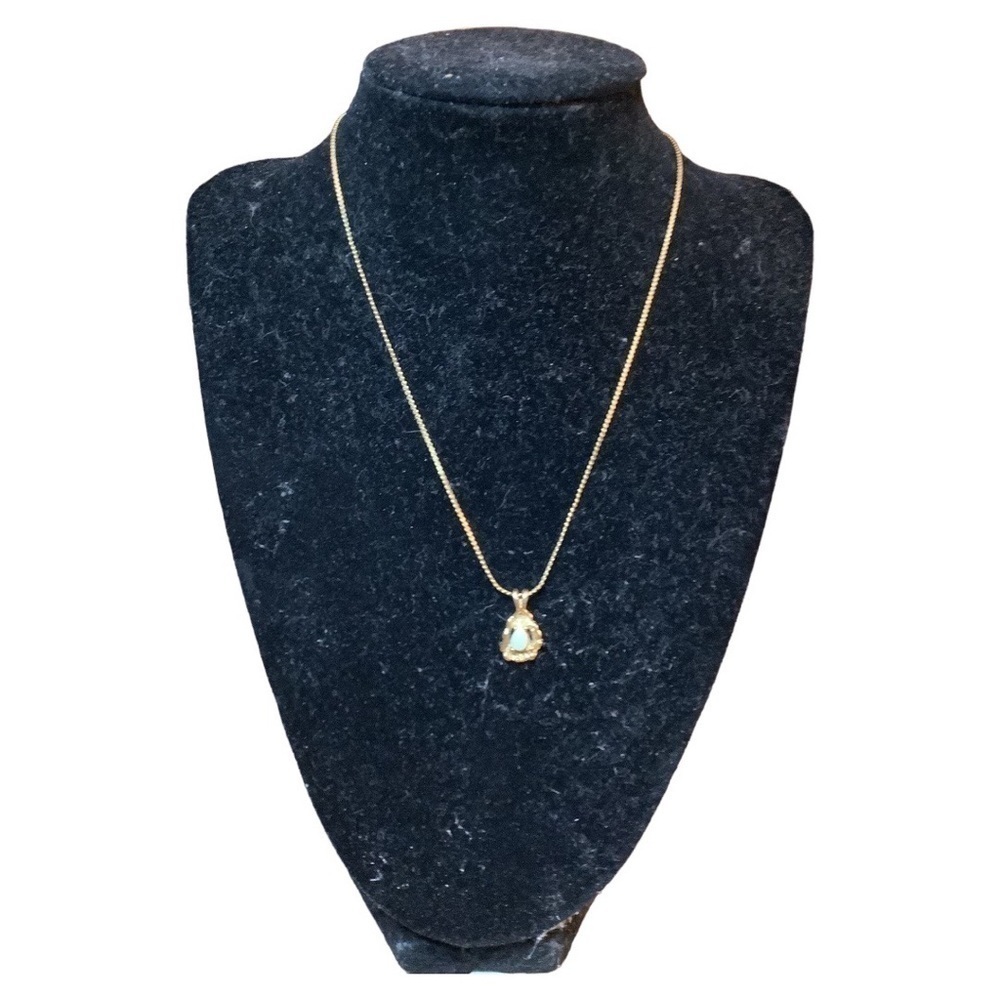 Vintage Gold Tone Faux Opal Necklace